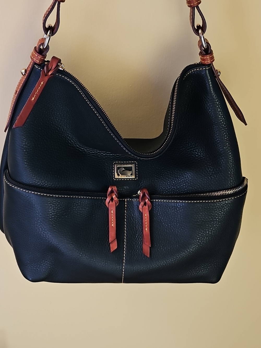 Dooney And Bourke Black Leather Hobo/Shoulder Bag